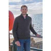 WoolOvers Men's Mens Lambswool Zip Neck Jumper in Dark Grey | Size: Medium