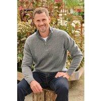 WoolOvers Men's Mens Lambswool Zip Neck Jumper in Light Grey | Size: Medium