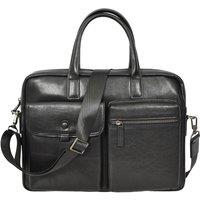 House of Leather Men's Men's Premium Leather Laptop Briefcase Felix in Black