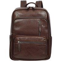 House of Leather Men's Premium Real Leather Laptop Backpack Ridge in Brown