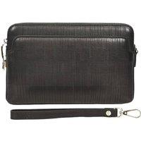 House of Leather Men's Men's Leather Croc-Print Clutch Organiser Nolan in Black