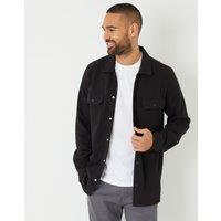threadbare Men's Pique Popper Fastening Shacket in Black | Size: XL