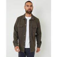 threadbare Men's Pique Popper Fastening Shacket in Green | Size: Small