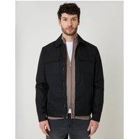 threadbare Men's Showerproof Lightweight Zip Up Jacket With Collar in Black | Size: Large