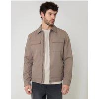 threadbare Men's Showerproof Lightweight Zip Up Jacket With Collar in Brown | Size: Large