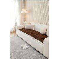 Living and Home Plush Quilted Non-slip Sofa Protector in Brown | Size: Medium