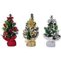 Living and Home 3Pcs 20cm Mini Christmas Tree with Gift Bag Base Tabletop Festive Decor