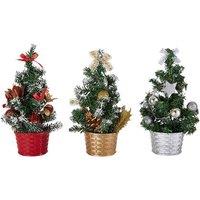 Living and Home 3Pcs 20cm Mini Christmas Tree with Tree Collar Tabletop Festive Decor for Table & Mantel