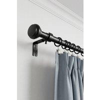 Living and Home Glossy Black Metal Telescopic Curtain Rod with Brackets | Size: 70 cm - 120 cm