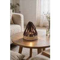 Living and Home Rechargeable LED Campfire Night Light With Three Modes in Brown