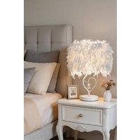 ExtraStar Modern Feather Bedside Table Lamp Romantic Design in White