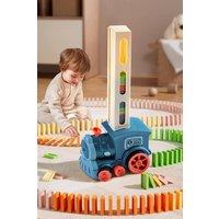 Living and Home Blue Creative Automatic Domino Laying Train Toy with Light