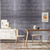 Living and Home 15PCS Self-Adhesive 3D Wall Panels Wallpaper with Brick Effect in Grey