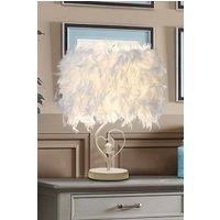 Living and Home Modern Feather Design Bedside Table Lamp in White