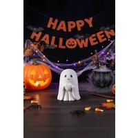H&O Direct Mini Halloween Ghost Figurine Holding White Heart - Tabletop Decor