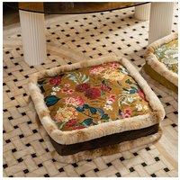 Living and Home Bohemian Floral Furry-Edged Thick Padded Cushion | Size: 45 cm x 45 cm