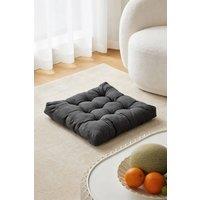 Living and Home Comfort Padded Corduroy Chair Cushion in Dark Grey | Size: 55 cm x 55 cm