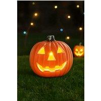Living and Home 20cm W x 18cm H Halloween LED Pumpkin Lantern Hollow Plastic Light Up Decoration (Requires Batteries) | Size: 20 cm W x 18 cm H