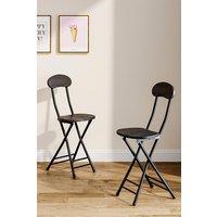 Living and Home Set of 2 Compact Wooden Black Folding Dinging Chair with Metal Legs
