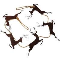 Four Candle Rustic Metal Reindeer Christmas Garland with Jute Rope 180cm in Brown