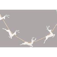 Four Candle White Metal Reindeer Christmas Garland 180cm