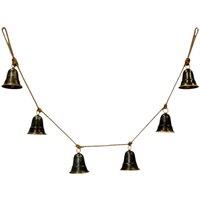Four Candle Metal Bell Christmas Garland with Jute Rope 137cm in Brown