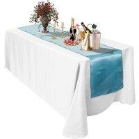 Neel Blue Satin Table Runner, 11" x 108" in Baby Blue