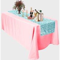 Neel Blue Glitter Sequin Table Runner - 11" x 108" in Pale Blue