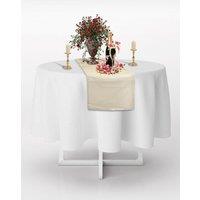Neel Blue Glitter Sequin Table Runner - 11" x 108" in Ivory