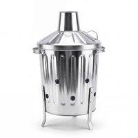 Crystals 15L Mini Garden Galvanised Incinerator Small Fire Bin Burner in Metallic Silver