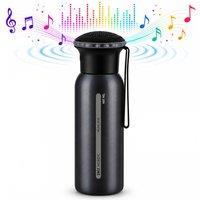 simpa Thermos Water Bottle Stainless Steel 460ml with Bluetooth Speaker in Black