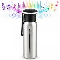 simpa Thermos Water Bottle Stainless Steel 460ml with Bluetooth Speaker in Silver