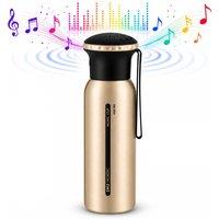 simpa Thermos Water Bottle Stainless Steel 460ml with Bluetooth Speaker in Gold