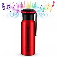 simpa Thermos Water Bottle Stainless Steel 460ml with Bluetooth Speaker in Red
