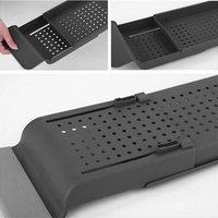 PAWNORA Extendable Bathtub Tray Dark Grey