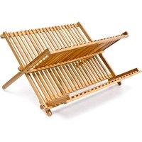 PAWNORA Bamboo Dish Drainer Plate Rack in Natural