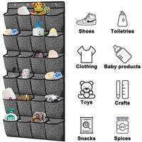 PAWNORA 24 Pocket Hanging Shoe Holder Storage Box Over Door Rack in Grey