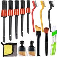 FLAVORA 14Pcs Car Detailing Brush Set in Black