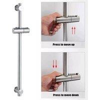 NESTLUNE Shower Riser Rail Kit Adjustable Chrome Head in Silver