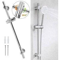 NESTLUNE Shower Riser Rail Kit Adjustable Chrome Head Holder in Silver