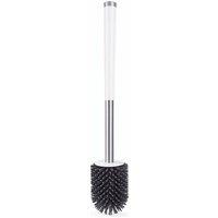 NESTLUNE Soft Silicone Bristle Toilet Brush & Holder Bathroom in White | Size: 100 cm x 15 cm