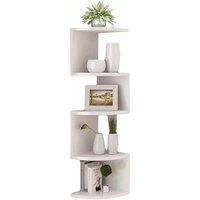 KORVIXA 5 Tier Corner Shelf Floating Wall Shelves Storage Display Shelving in White | Size: 100 cm x 100 cm