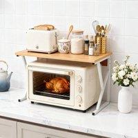 EONLION Light walnut Organiser Stand Microwave Stand Over Shelf Storage in Natural | Size: 100 cm