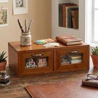 EONLION Wooden Desktop Organiser 2 Drawer Storage Box in Brown | Size: 500mm