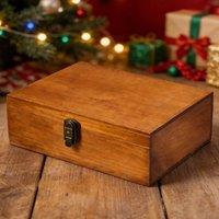 EONLION Lockable Wooden Storage Box Rustic Pine in Brown | Size: 500mm