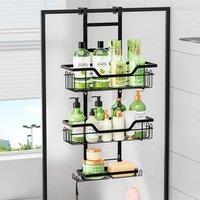 EONLION 3 Tier Shower Caddy Shelf Metal over Door Bathroom in Black