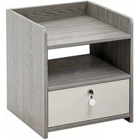Ventryn Bedside Cabinet with Drawer, Nightstand Side Table Storage in Grey