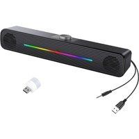 Ventryn LED Sound Speakers for Computer PC Gaming, USB Wired in Black