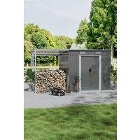Living and Home Metal Outdoor Garden Tool Storage Shed with Lean-to in Dark Grey