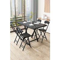 Living and Home 5pcs Folding Table and 4 Chairs Set Indoor Outdoor Bistro Kitchen Dining Set Furniture in Black
